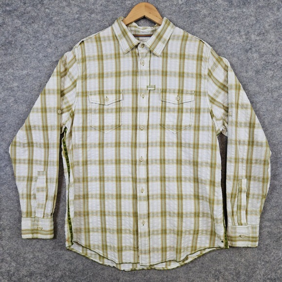 Margaritaville Men's Windowpane Button Up Shirt Size‎ LG 100% Cotton Tropical - Picture 1 of 11
